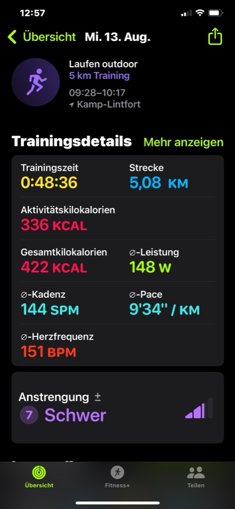 Trainingsstand 13..08.2025